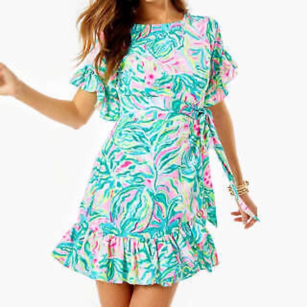 Lilly Pulitzer Ruffle Darlah Stretch Dress in One in a Melon, size 4